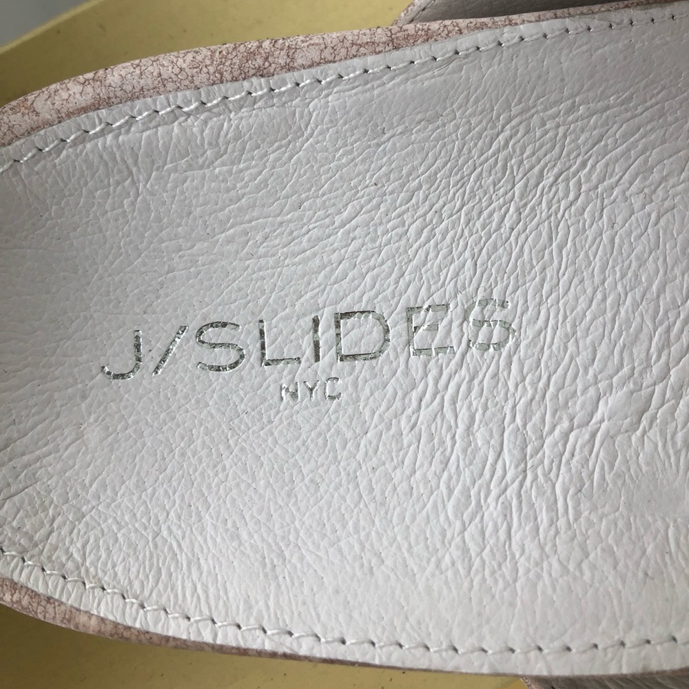 J Slides NYC soft pink metallic suede slides - Picture 3 of 3
